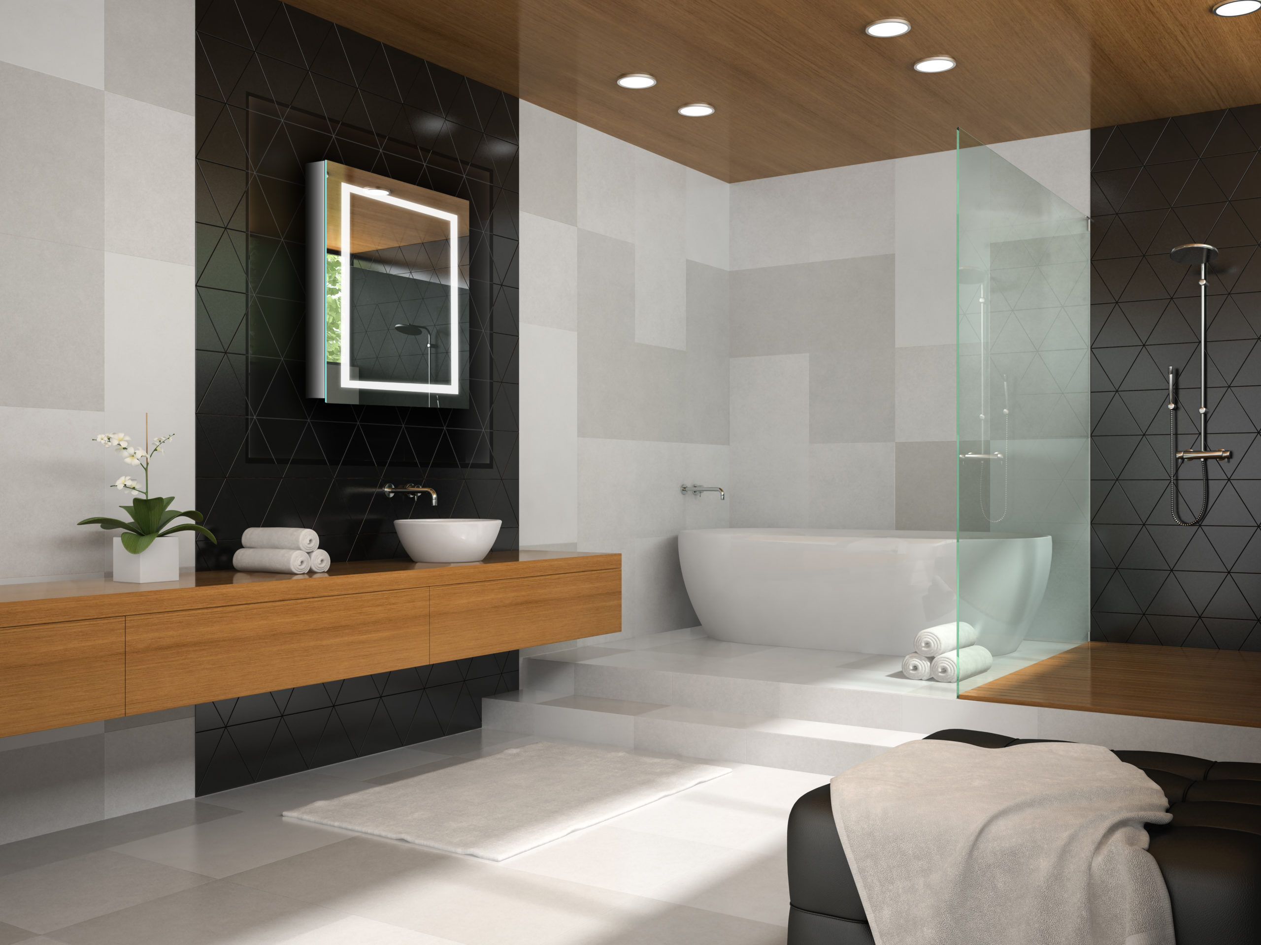Antica Backlit Medicine Cabinet/Mirror Antica 20" x 27.5" x 4.7" Backlit Medicine Cabinet/Mirror in modern neutral bathroom
