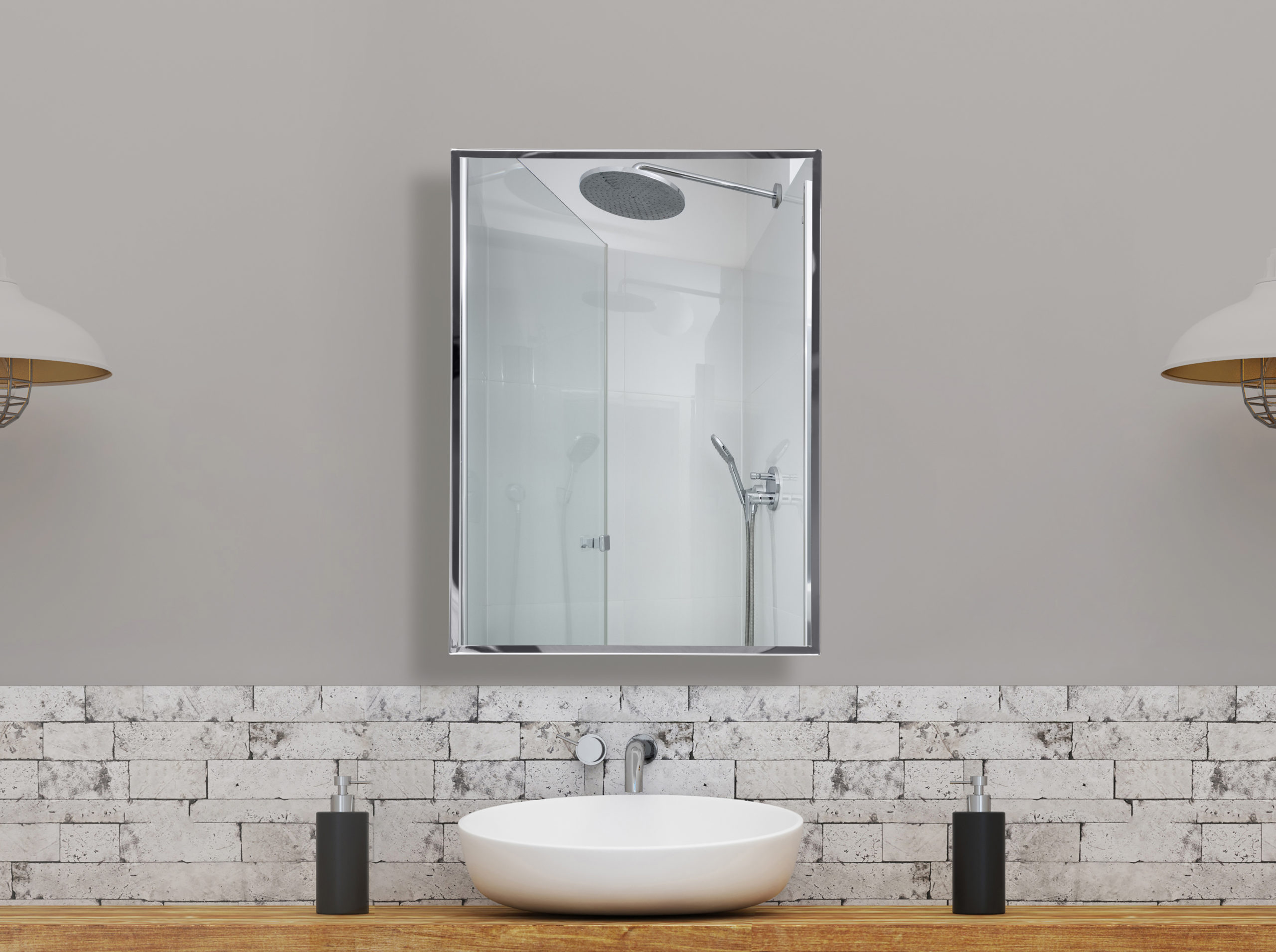 Chatsworth Surface Mount Mirror Medicine Cabinet Chatsworth 16" x 26" Surface Mount Mirror Medicine Cabinet in neutral modern bathroom