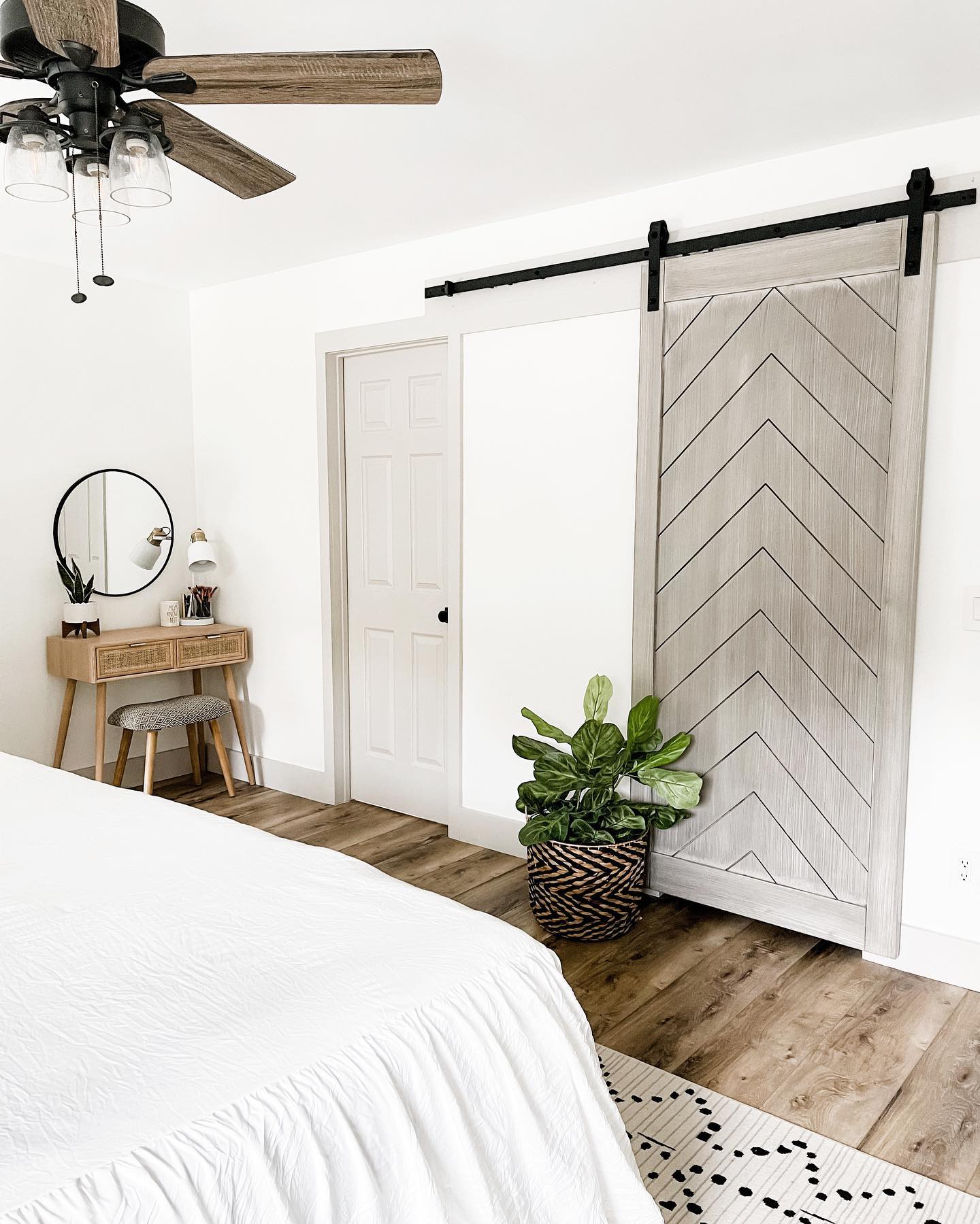 Stacy Smith Closet After Installing Herringbone Sliding Barn Door